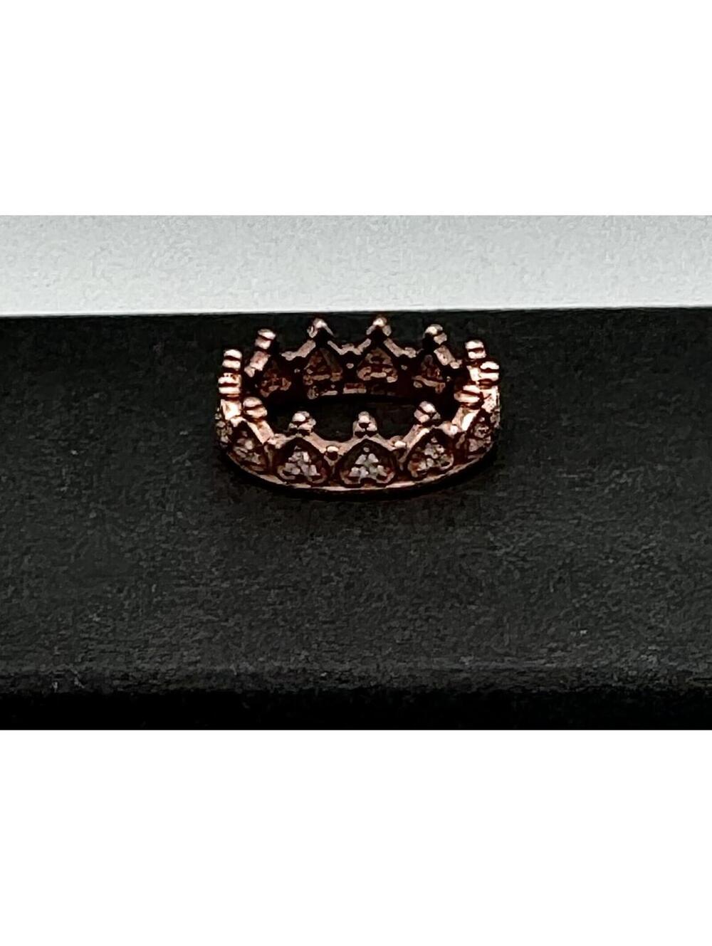 Rose gold vermeil over sterling silver kings crown w/ cz accents ring;  size 8.5